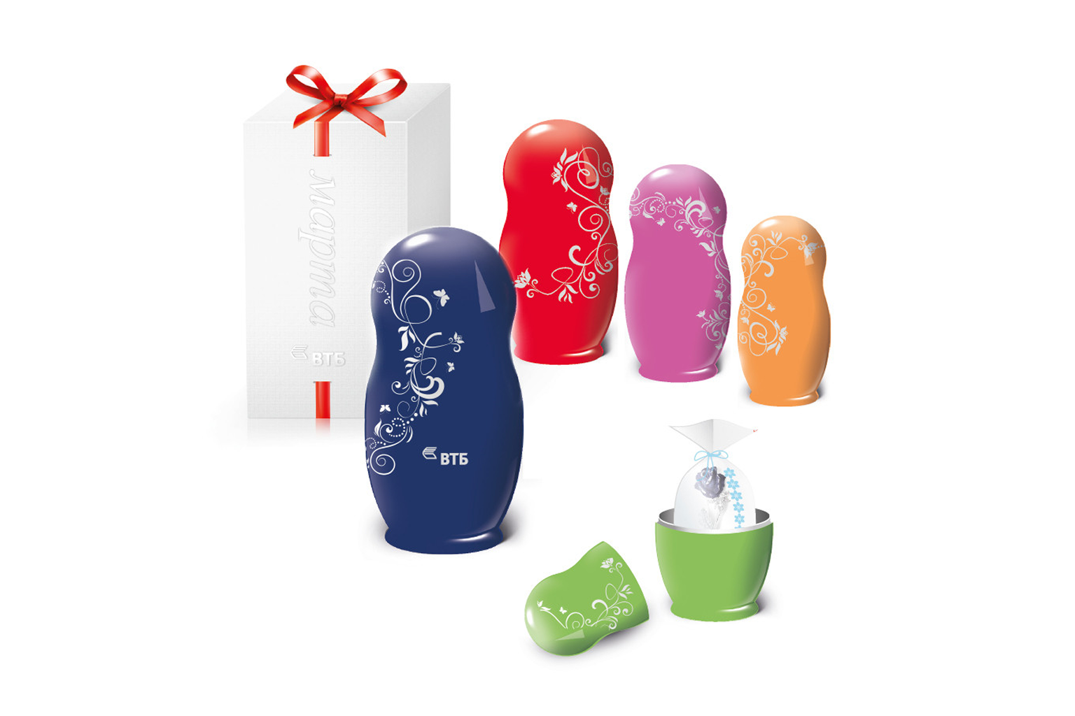 Корпоративные матрешки к 8 марта для ВТБ