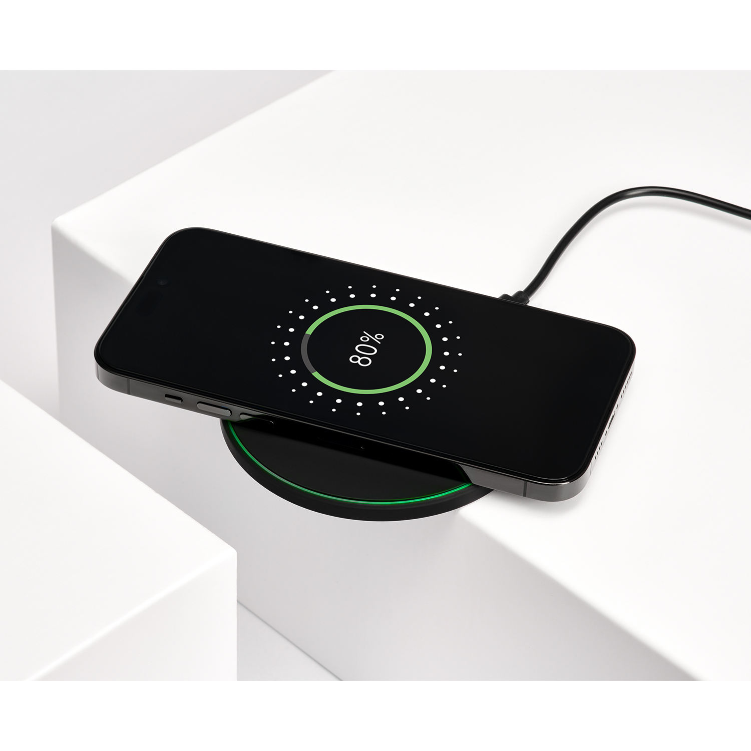 Беспроводное зарядное устройство с подсветкой 15W Аурис (Auris), черное