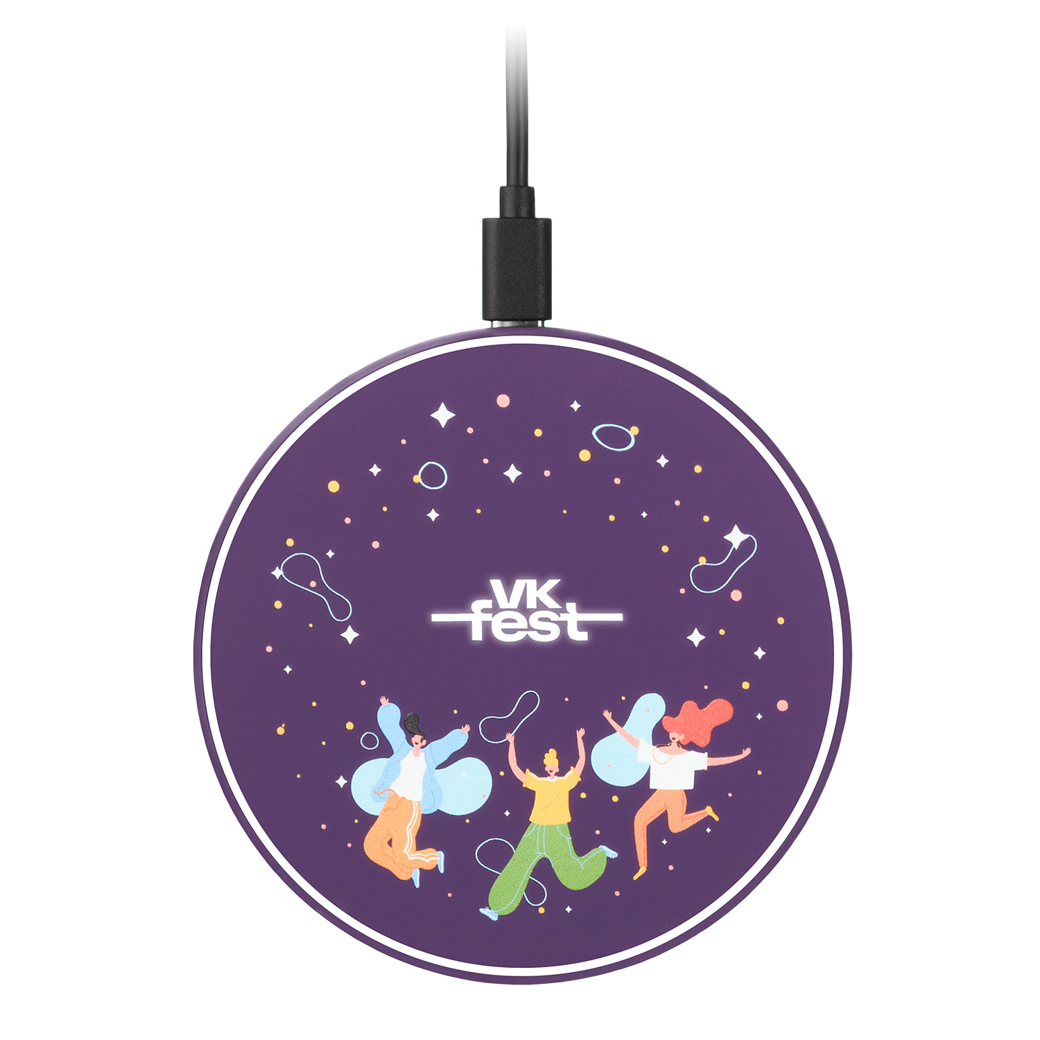 Беспроводное зарядное устройство с подсветкой 15W Аурис (Auris), фиолетовое