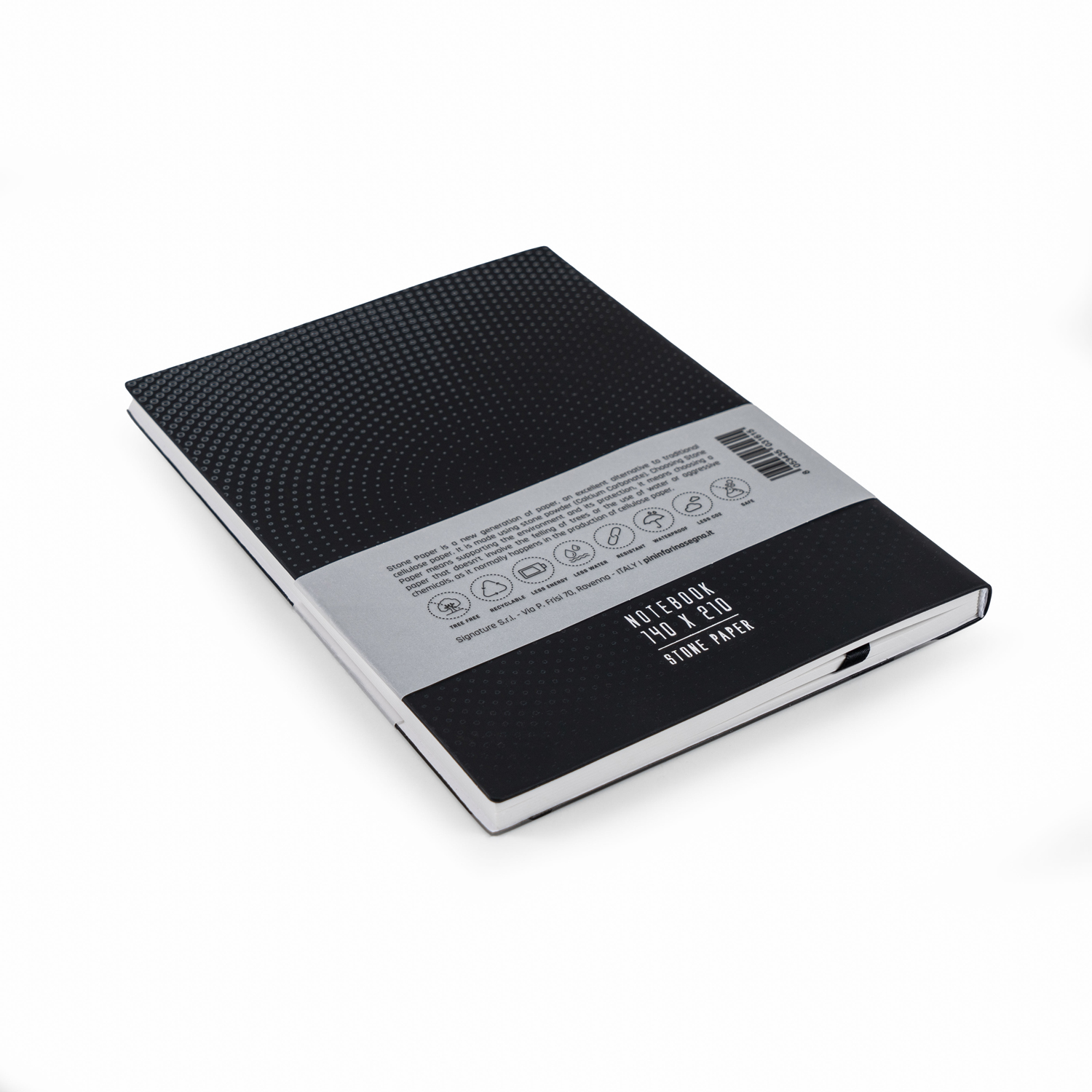 Блокнот линованный Pininfarina из каменной бумаги в мягкой обложке, А5, черный