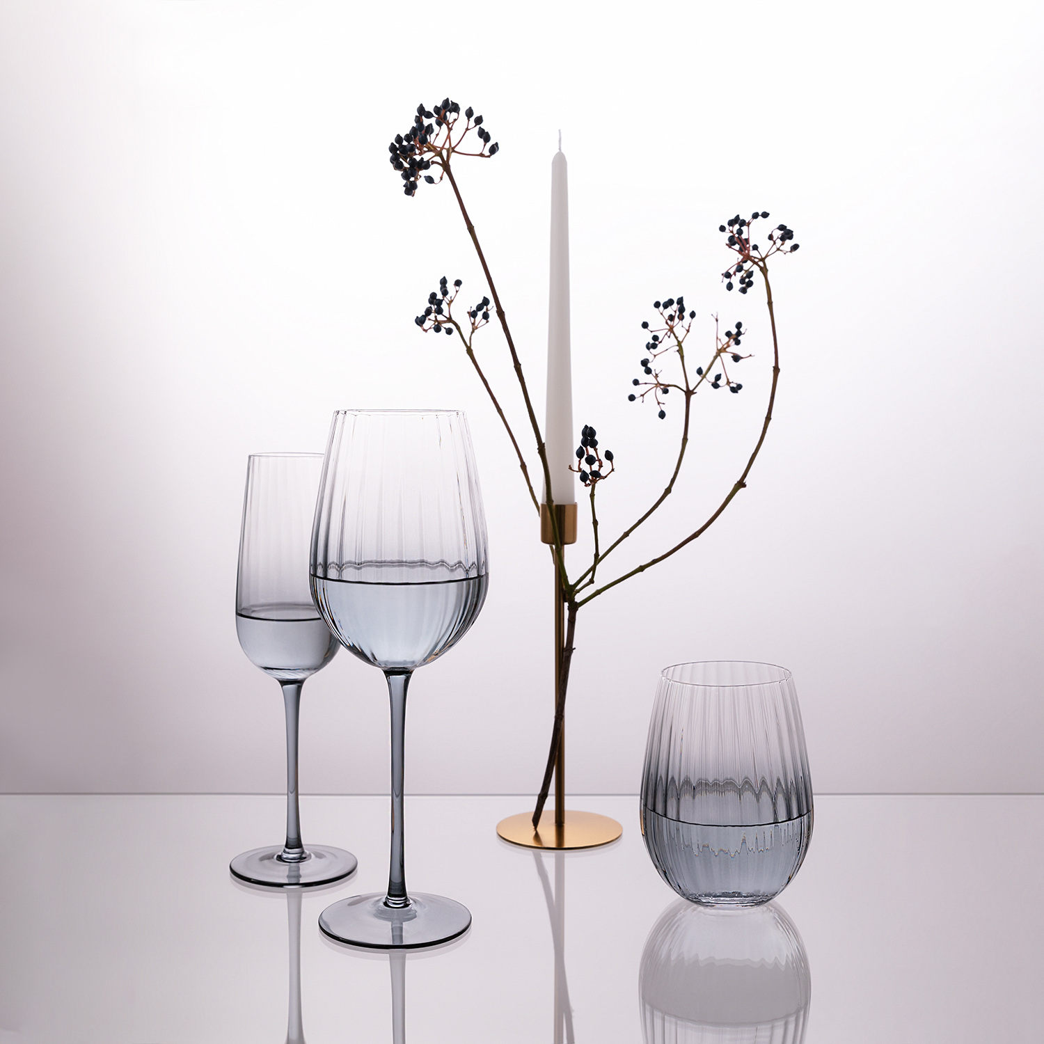 Бокал для шампанского Мансера (Mancera), градиент серый