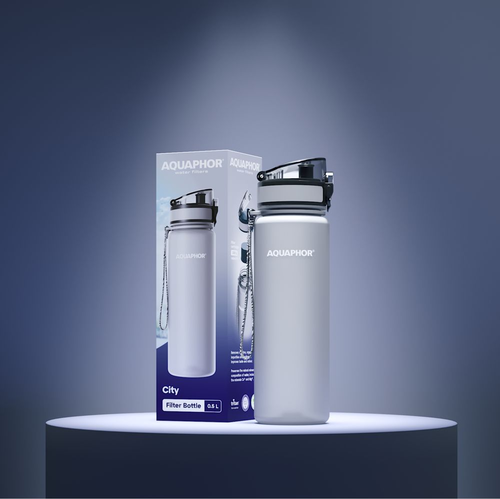 Бутылка с фильтром «Аквафор Сити», серая