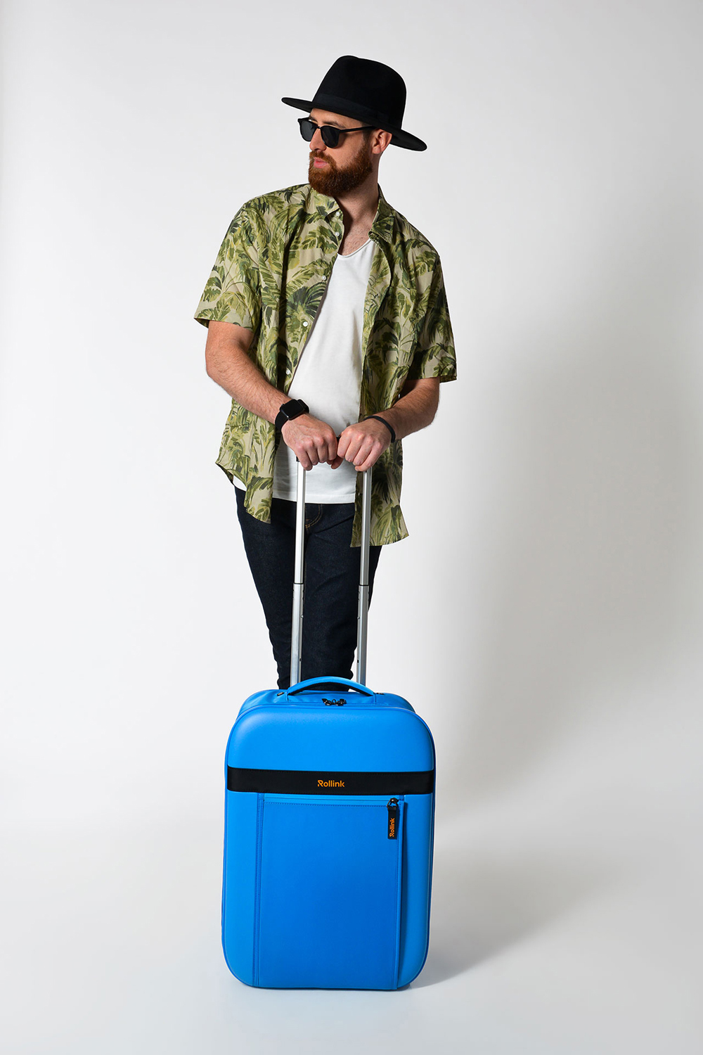 Чемодан складной Rollink Aura 55x40x20 см, 2 колеса, синий