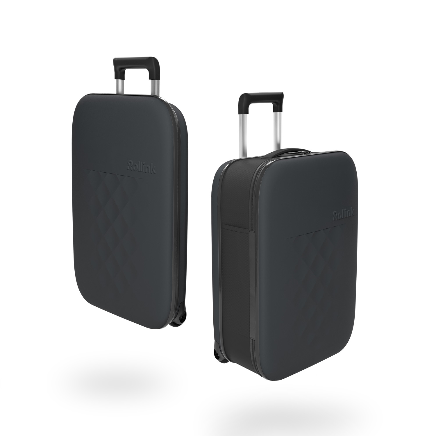 Чемодан складной Rollink Vega II 55x40x20 см, 2 колеса, серо-синий