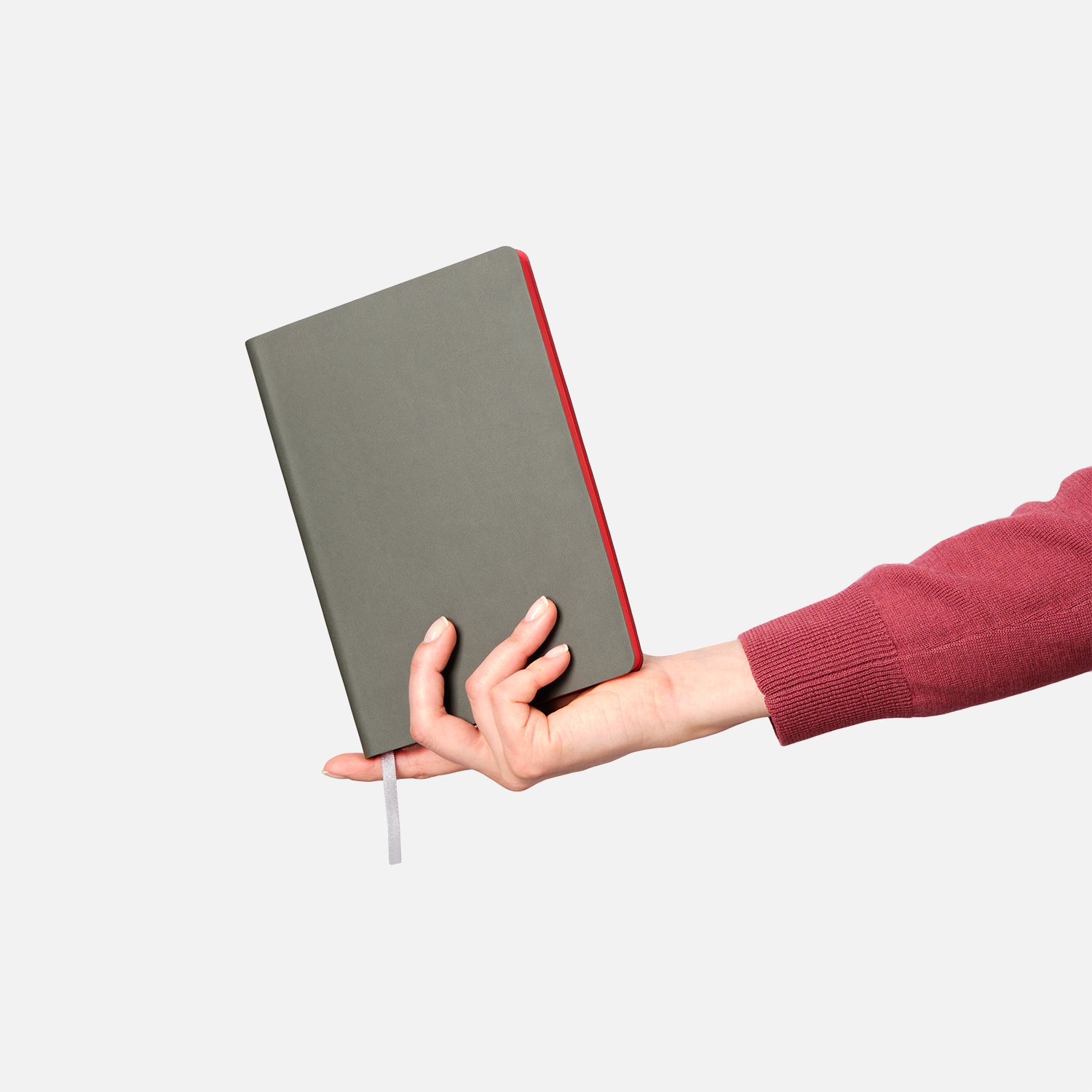 Ежедневник Латте софт-тач (Latte soft touch) недатированный, серый/красный