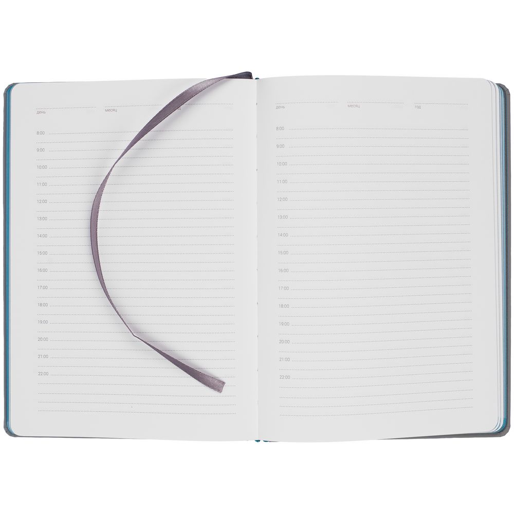 Ежедневник Spain Shall на заказ, недатированный, серый с бирюзовым