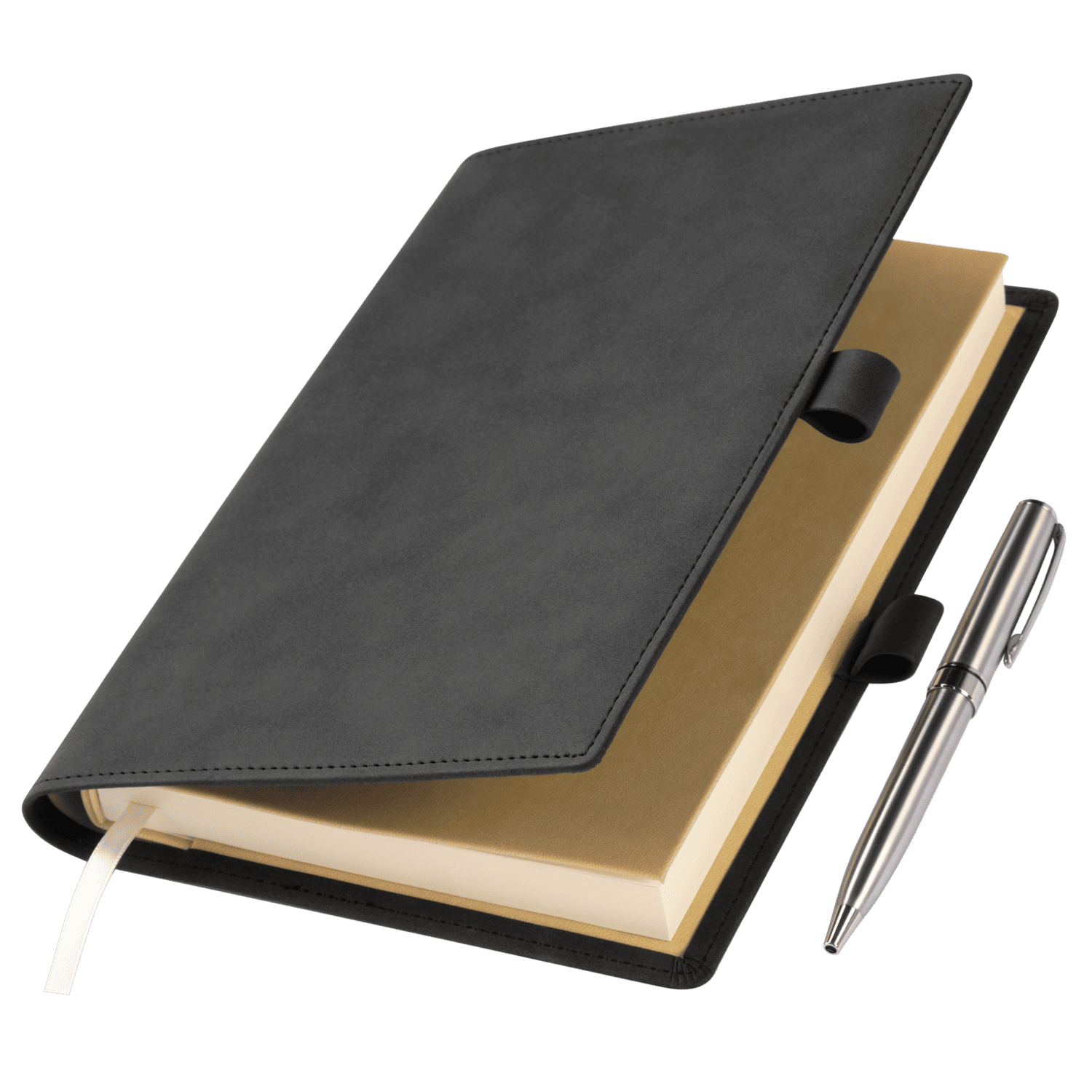 Ежедневник-портфолио Клип (Clip NEO) недатированный в подарочной коробке, черный (в комплекте ручка Tesoro серебро)