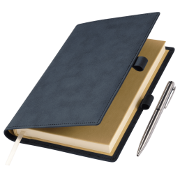 Ежедневник-портфолио Клип (Clip NEO) недатированный в подарочной коробке, синий (в комплекте ручка Sonata BP серебро)