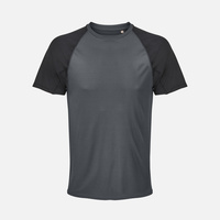 Футболка спортивная унисекс Vortex, черная с темно-серым, размер L