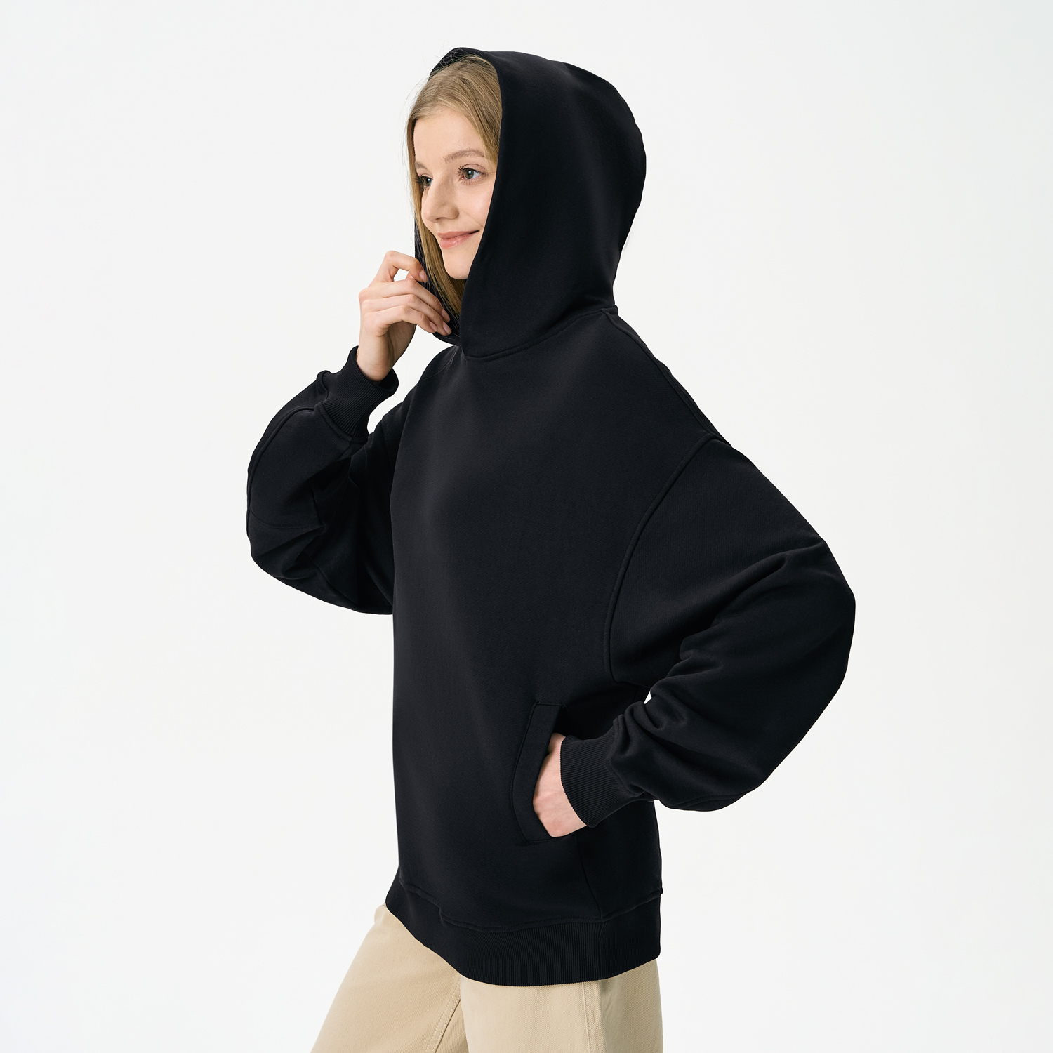 Худи оверсайз унисекс Фьюжн (Fusion), черный, размер XL/2XL