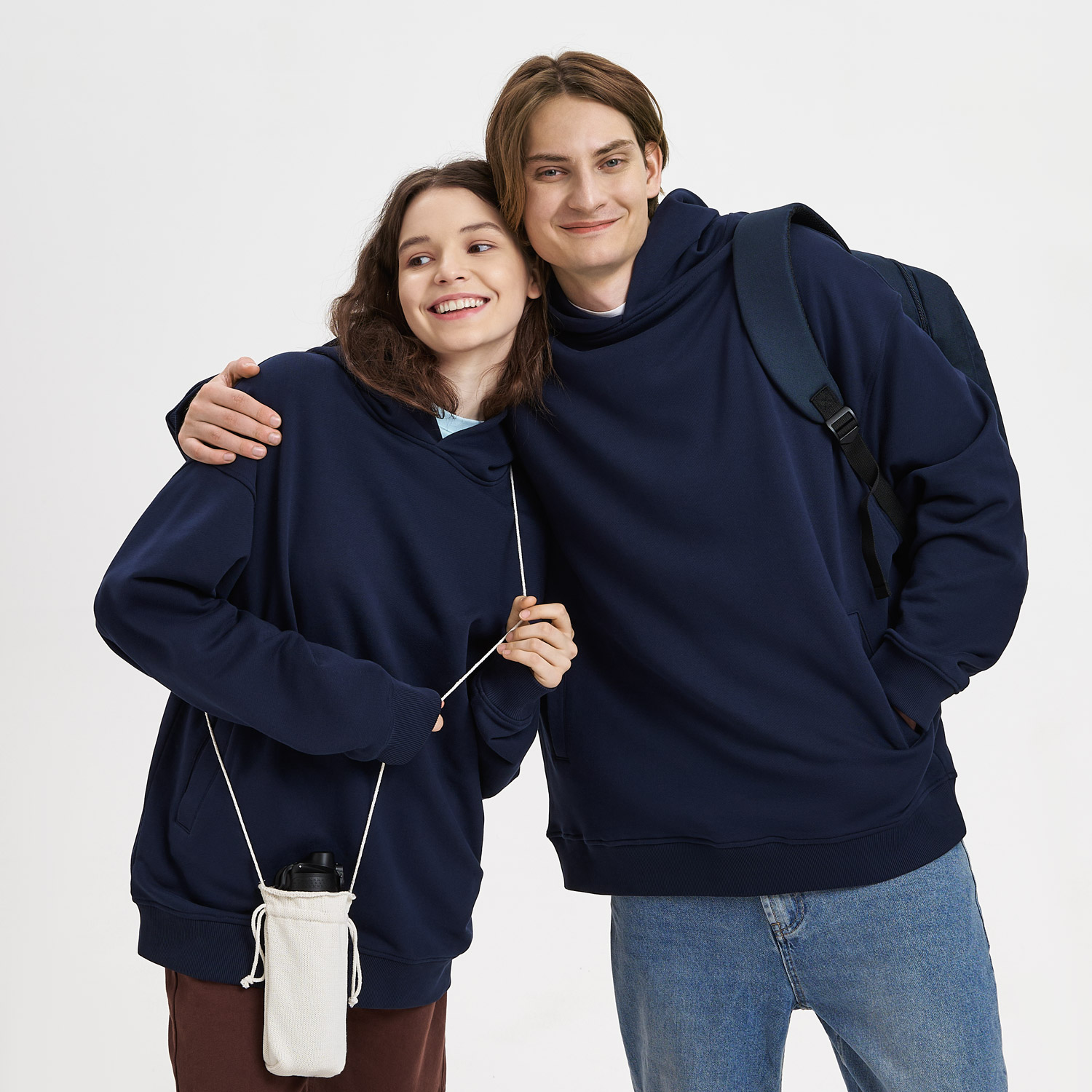 Худи оверсайз унисекс Фьюжн (Fusion), темно-синий, размер 3XL/4XL