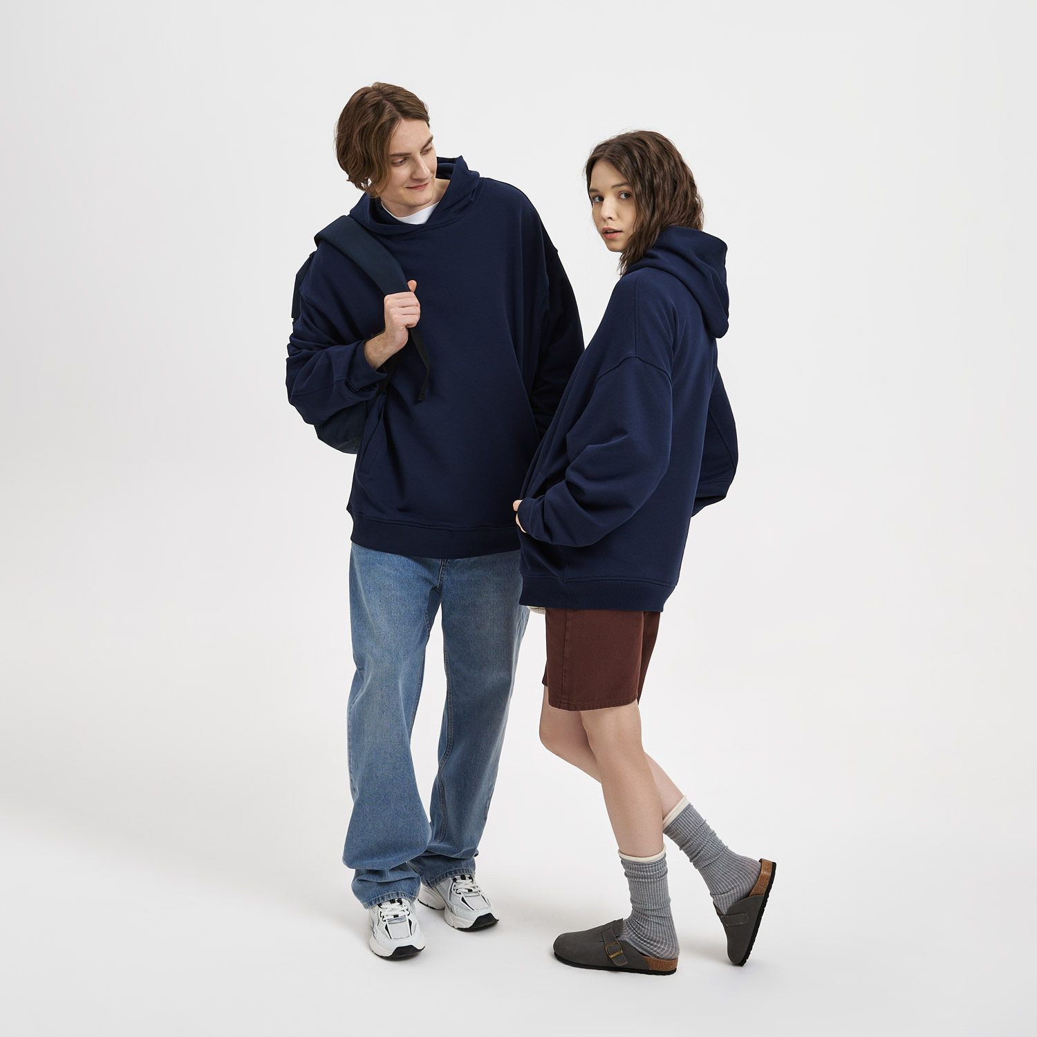 Худи оверсайз унисекс Фьюжн (Fusion), темно-синий, размер M/L