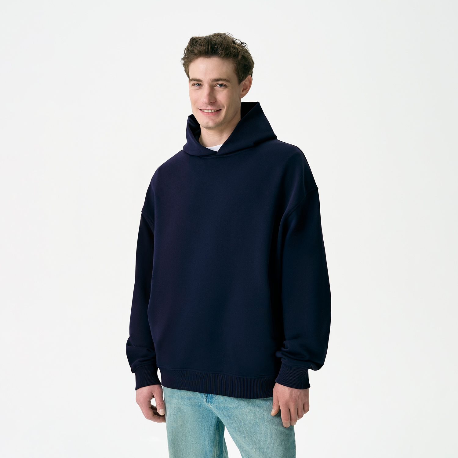 Худи оверсайз унисекс Фьюжн (Fusion), темно-синий, размер XS/S