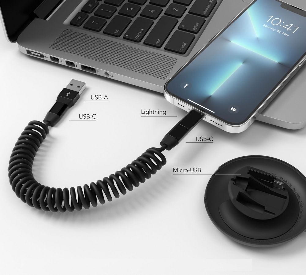 Кабель Vonmahlen Allroundo Eco для быстрой зарядки, черный