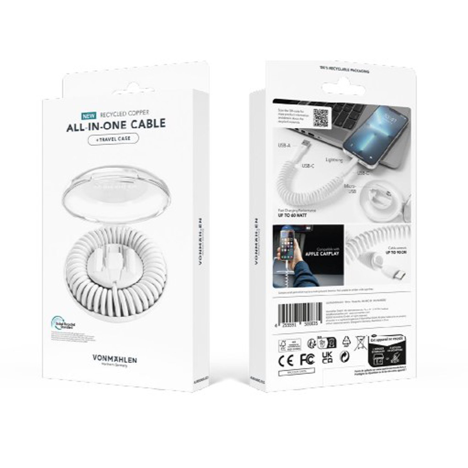 Кабель VONMAHLEN allroundo® eco 6 в 1 с быстрой зарядкой, 90 см