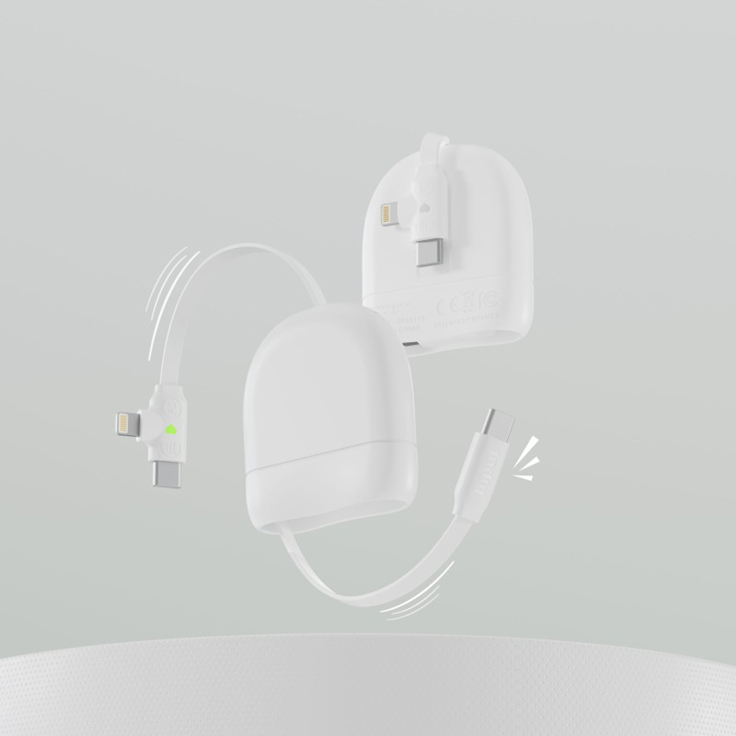 Кабель Xoopar ICE-R с ретрактором 2 в 1, разъёмы USB-C и Lightning, 60 Вт
