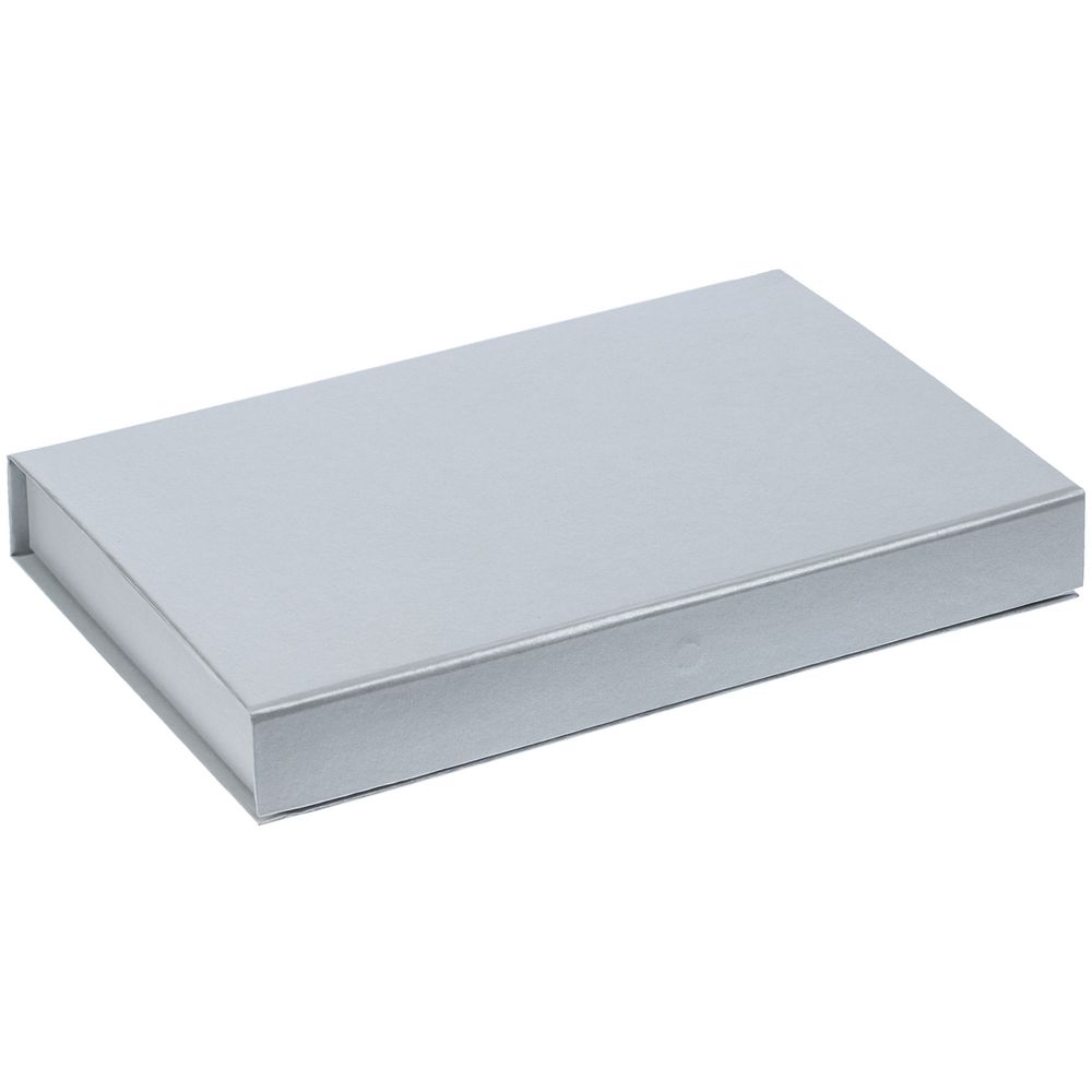 Коробка Silk с флокированным ложементом под ежедневник и ручку, ver. 2, серая