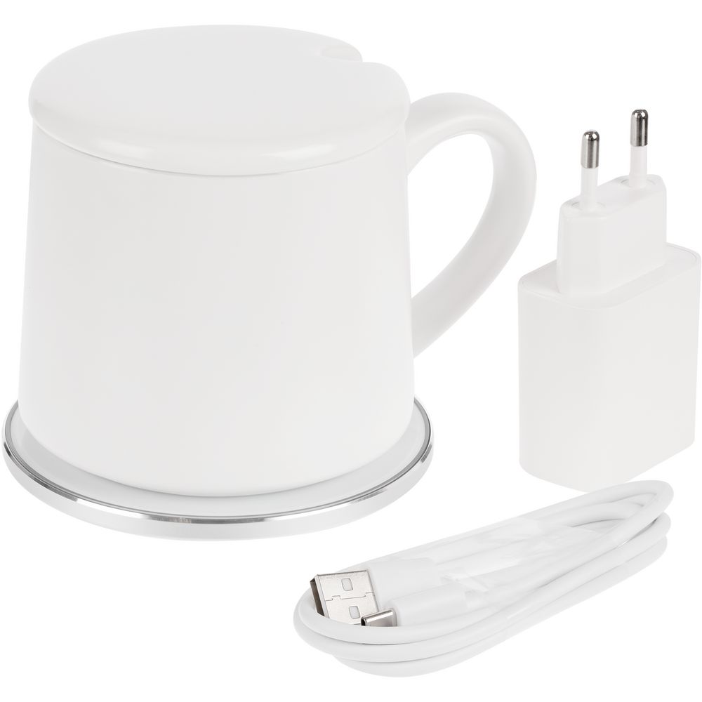 Кружка с подогревом и беспроводной зарядкой dualBase ver. 2.0 Matt, белая