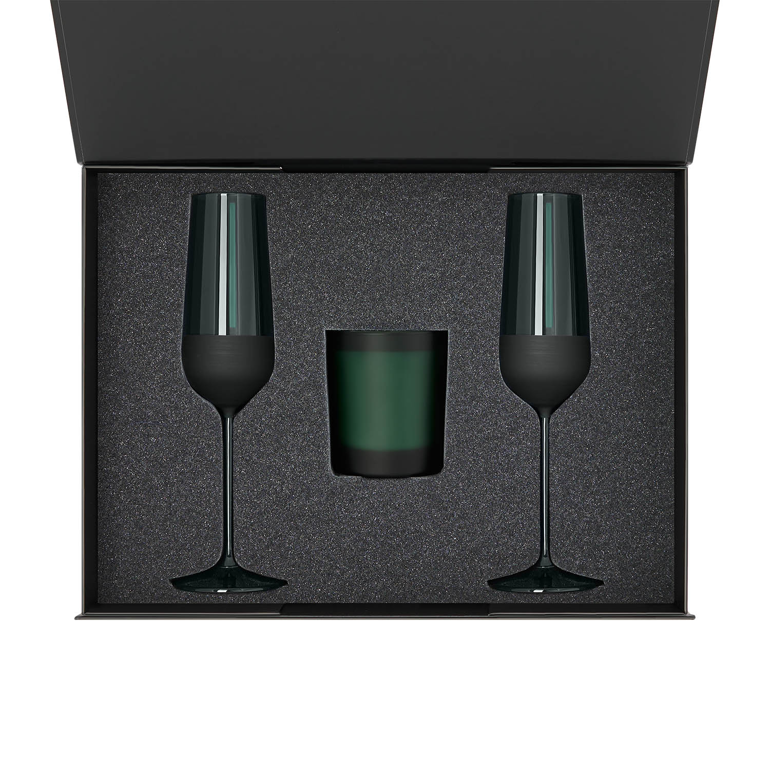 Ложемент под свечу Энигма (Enigma) + 2 бокала для шампанского в среднюю коробку-трансформер (арт. 695721)