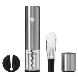 Набор для вина с электрическим штопором Винтаро (Vintaro), серебряный