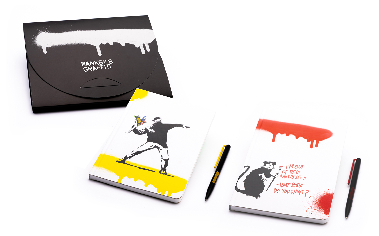 Набор Pininfarina Banksy Крыса: шариковая ручка GrafeeX и блокнот линованный из каменной бумаги, А5