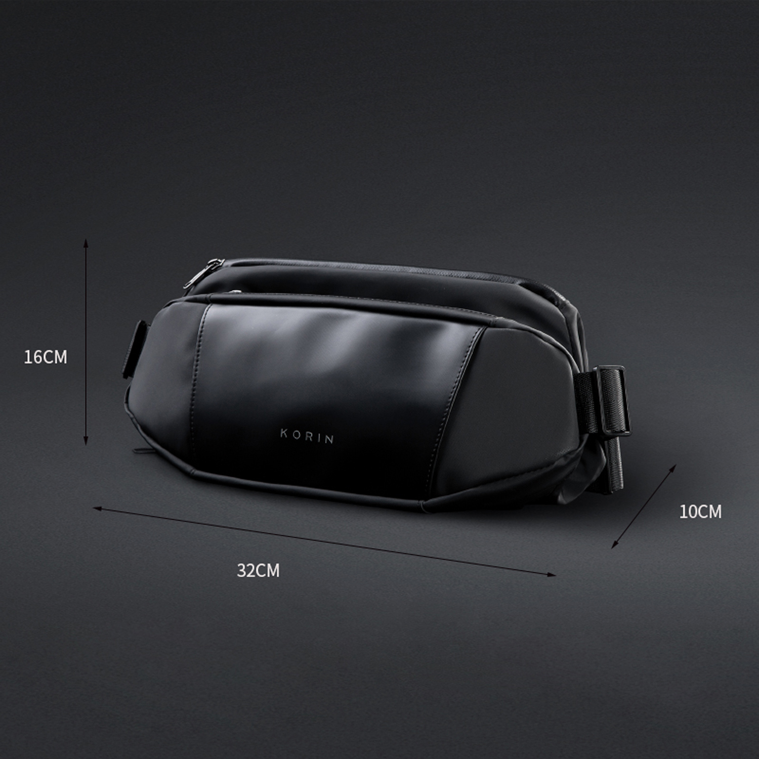 Наплечная сумка KORIN FlipSling 32х16х10 см, темно-зеленая/черная