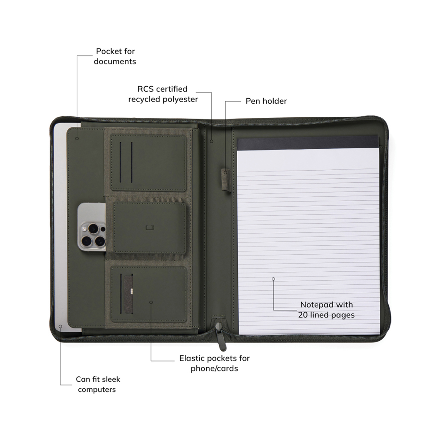 Органайзер VINGA Baltimore из переработанного PU RCS, A4