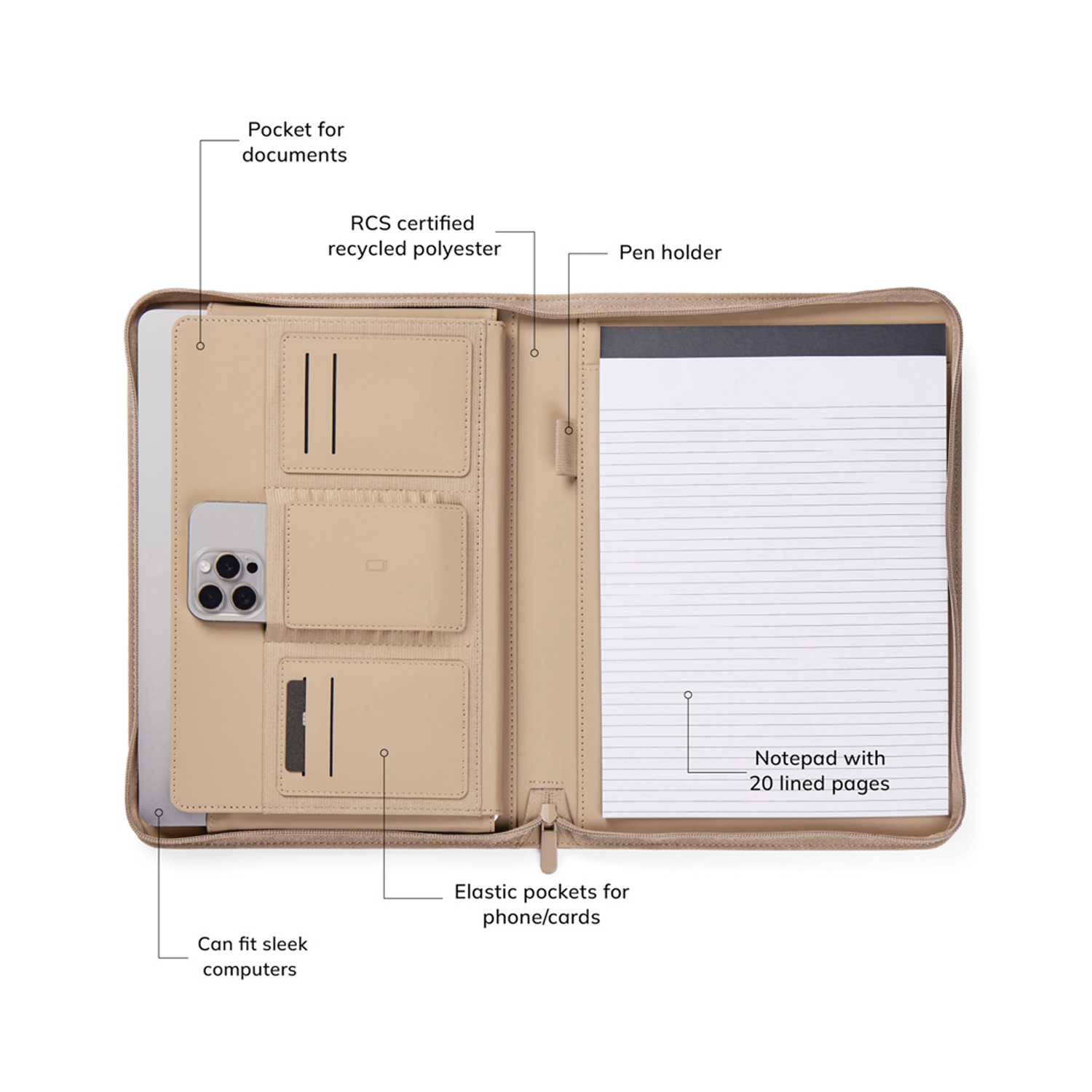 Органайзер VINGA Baltimore из переработанного PU RCS, A4