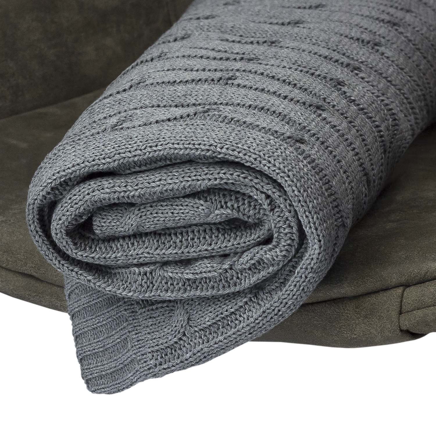 Плед Фадо (Fado) вязаный, серый (без подарочной коробки)