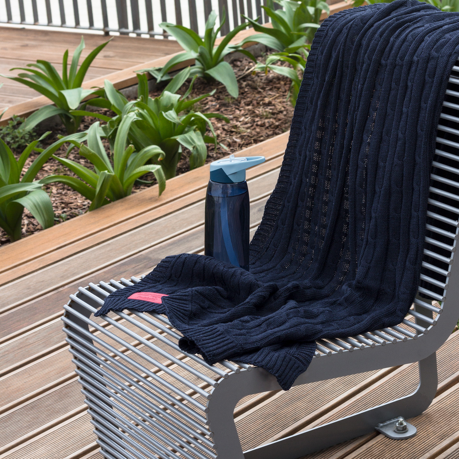 Плед Фадо (Fado) вязаный, темно-синий (без подарочной коробки)