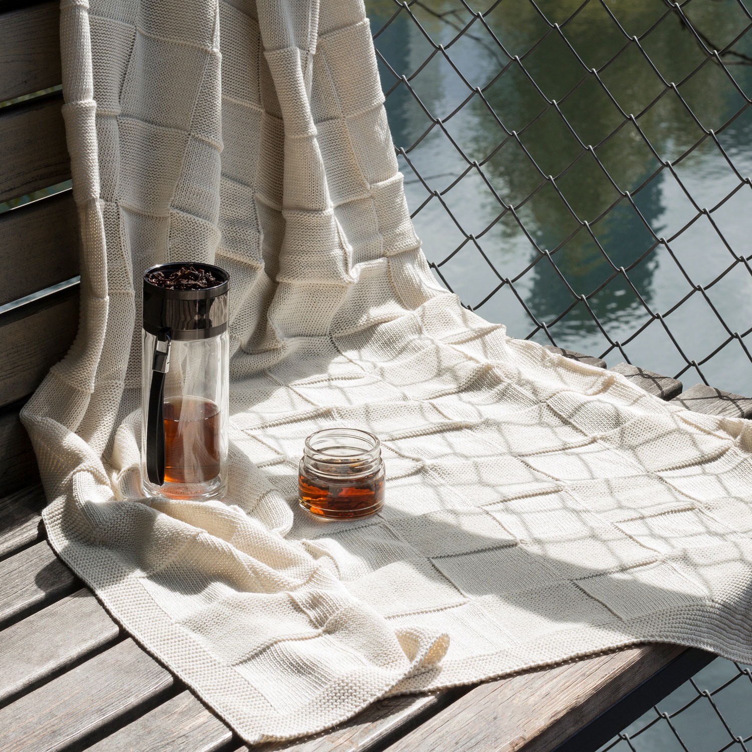 Плед Селла (Cella) вязаный, бежевый (без подарочной коробки)