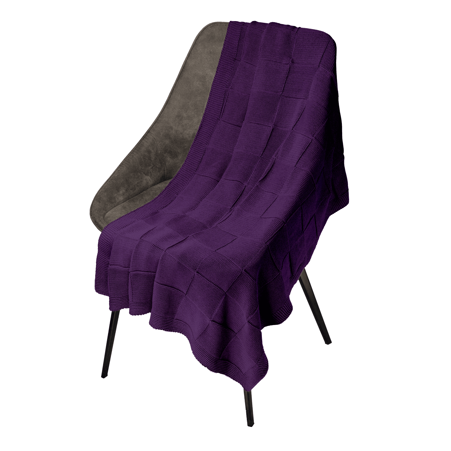 Плед Селла (Cella) вязаный, фиолетовый (без подарочной коробки)