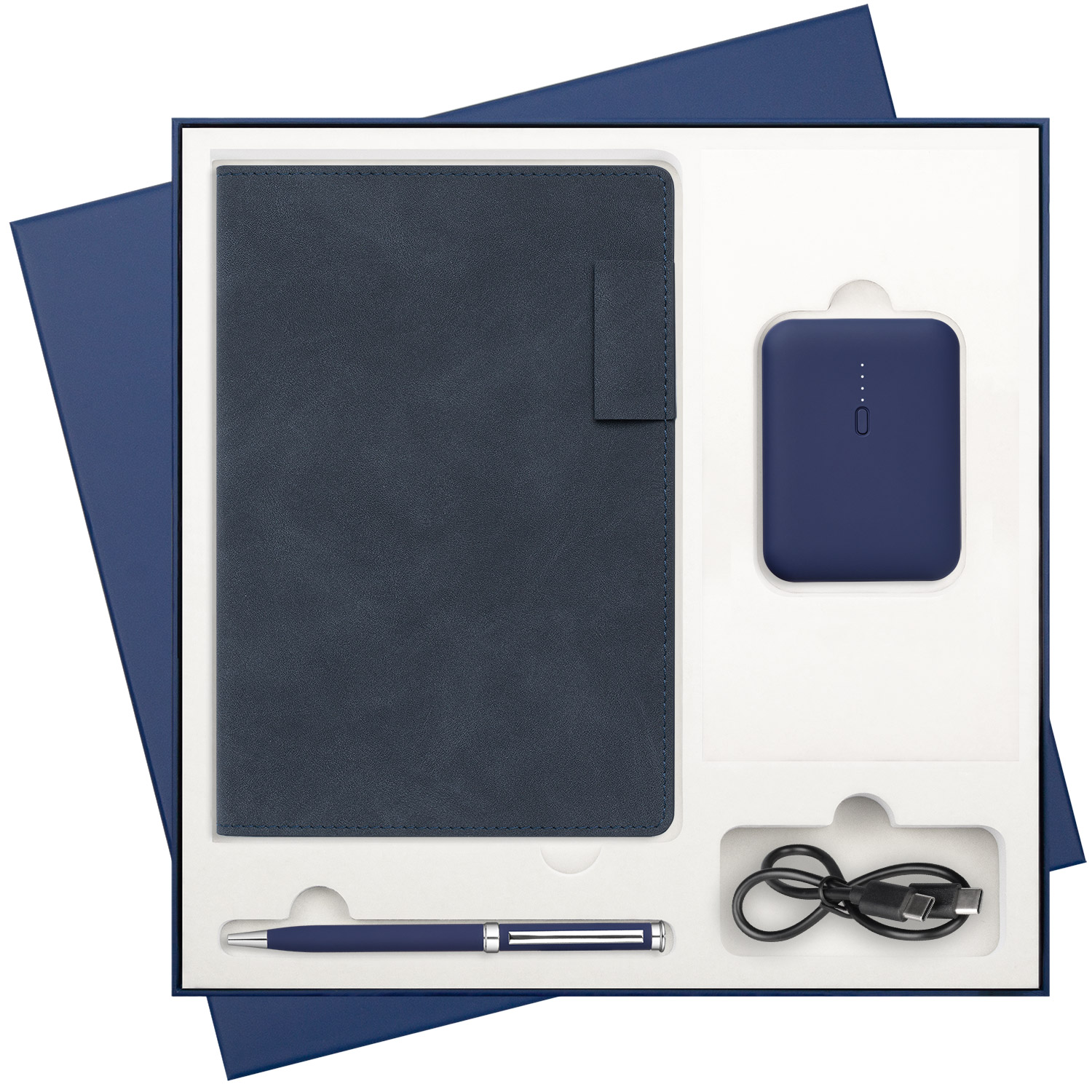 Подарочный набор Теоло (Teolo), синий (ежедневник, ручка, аккумулятор)