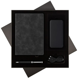 Подарочный набор Верона (Verona), черный (ежедневник, ручка, аккумулятор)