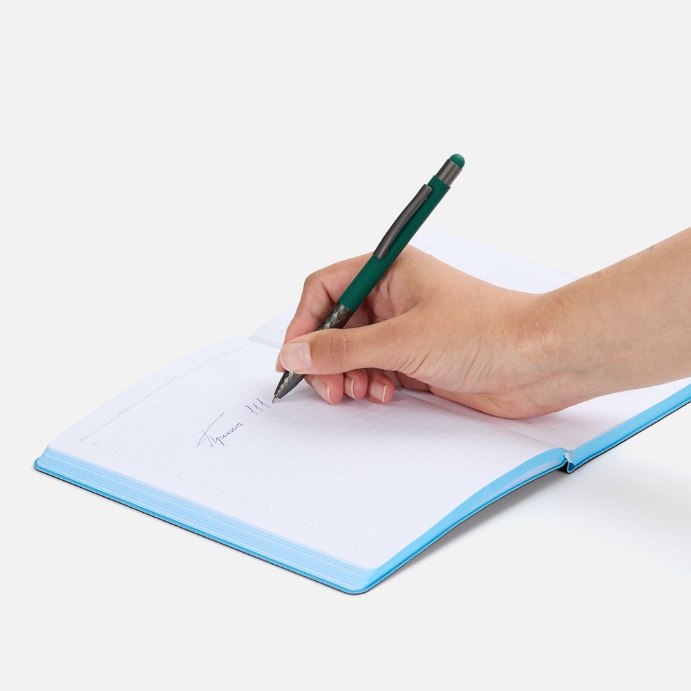 Ручка шариковая Digit Soft Touch со стилусом, зеленая