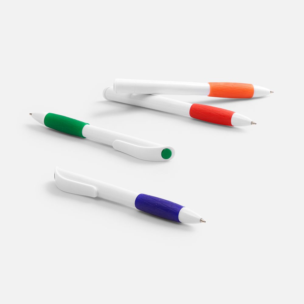 Ручка шариковая Grip, белая с зеленым