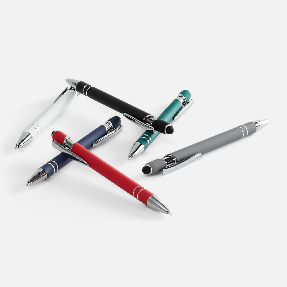 Ручка шариковая Pointer Soft Touch со стилусом, серая