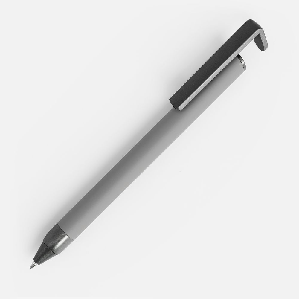 Ручка шариковая Standic с подставкой для телефона, серая
