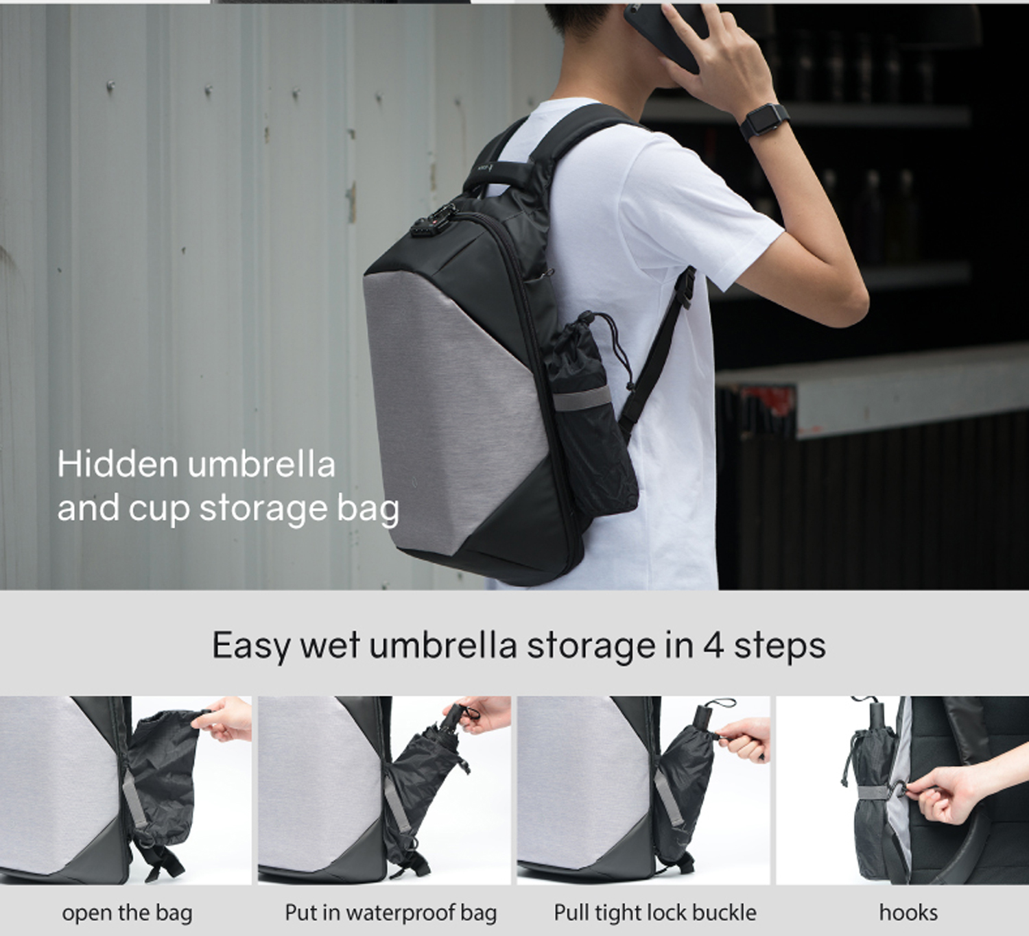 Рюкзак KORIN ClickPack 46х34х16 см, черный/серый