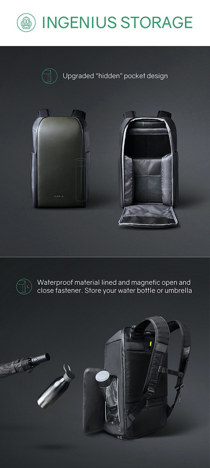 Рюкзак KORIN FlipPack 47х30х17 см, черный
