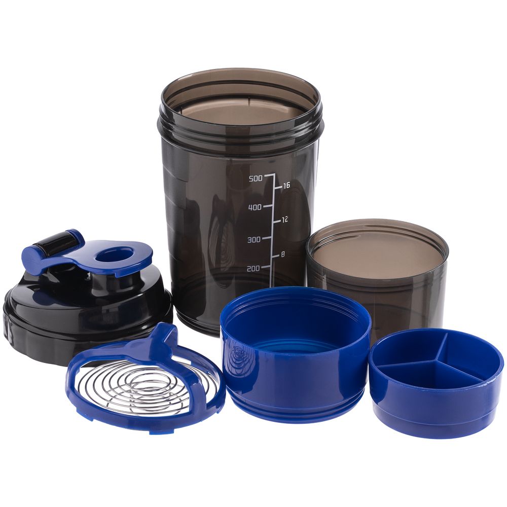 Спортивный шейкер с контейнером Tonus, черно-синий