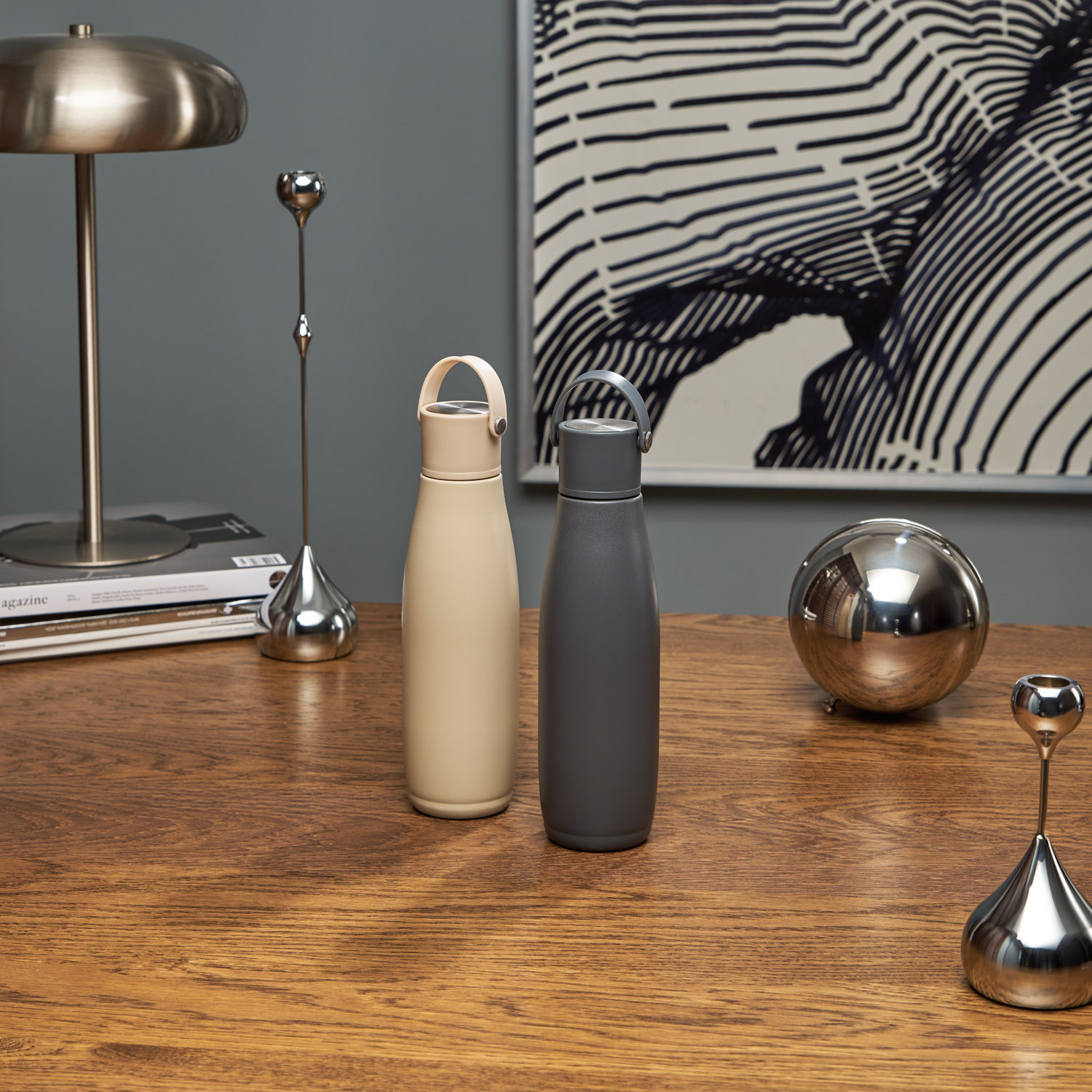 Термобутылка вакуумная герметичная Боска (Bosca), бежевая