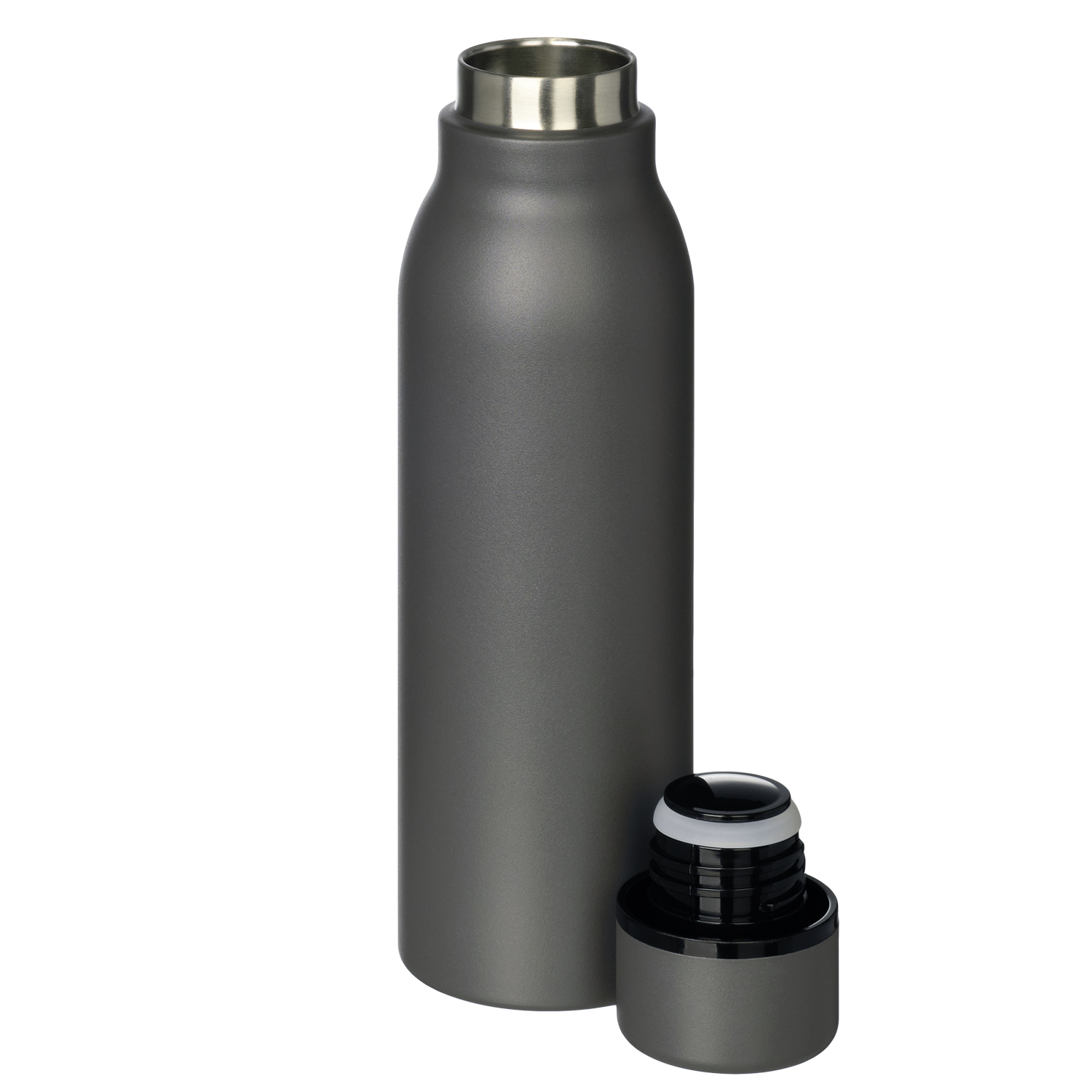 Термобутылка вакуумная герметичная Соренто (Sorento), серая, зернистое покрытие