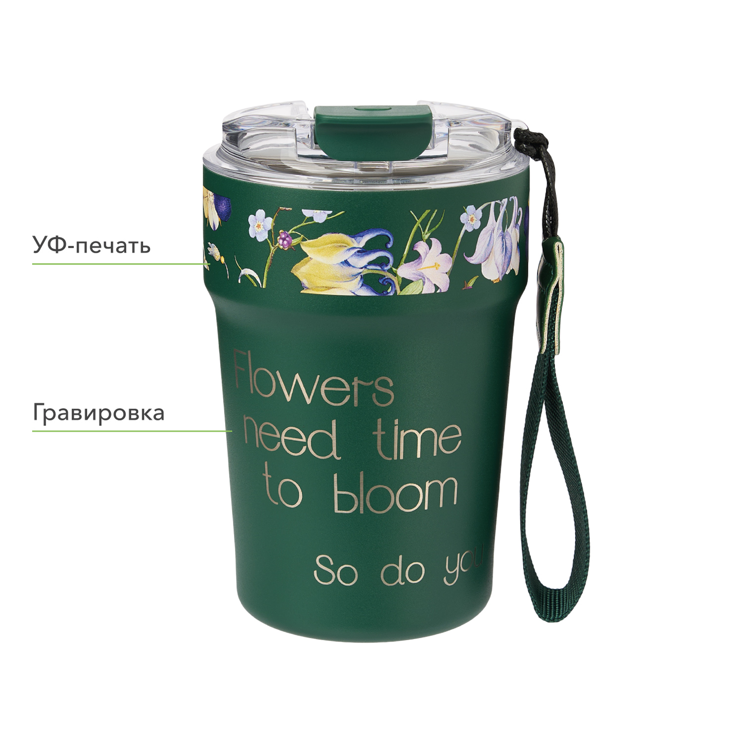 Термокружка вакуумная Монако (Monaco), темно-зеленая