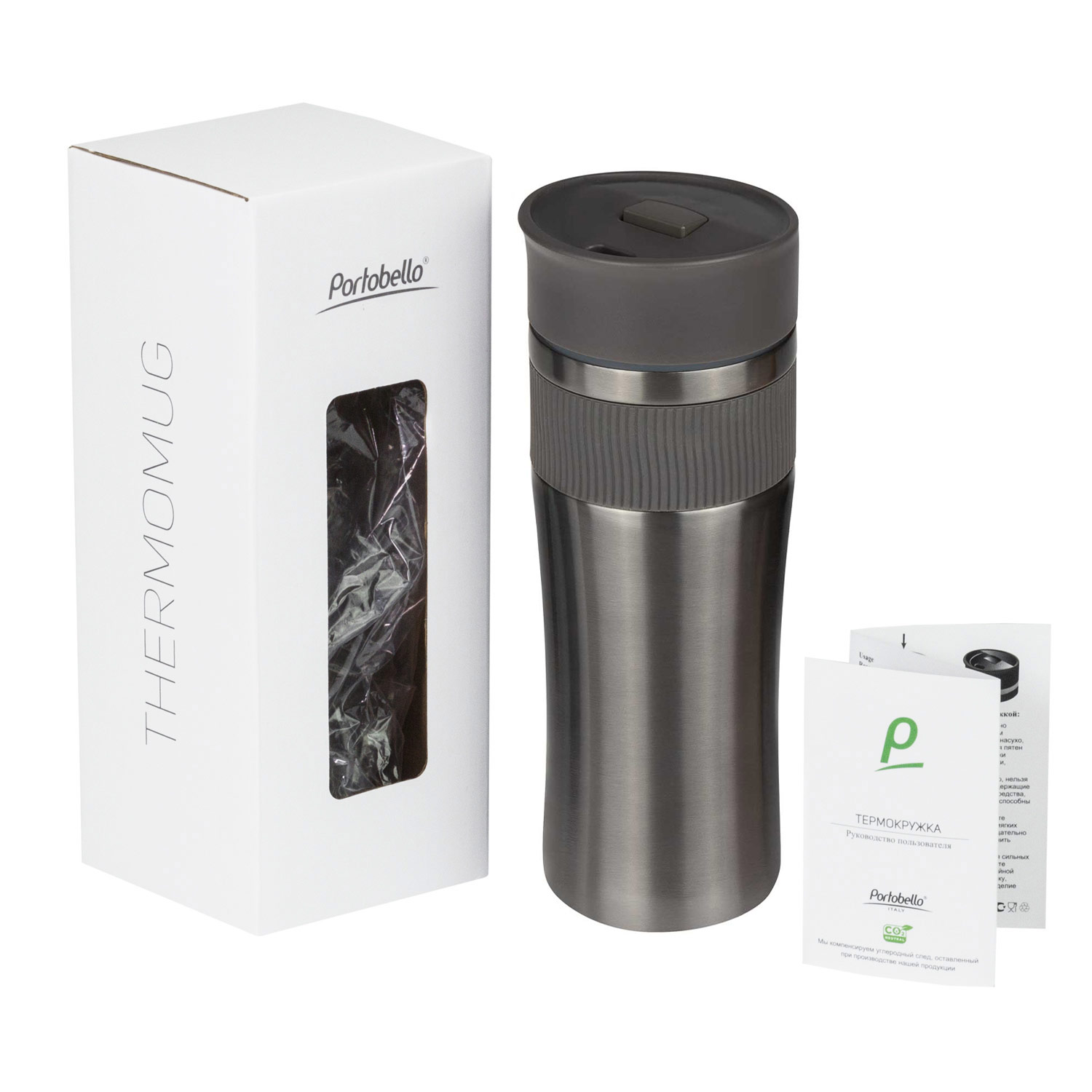 Термокружка вакуумная Поло (Polo), серая