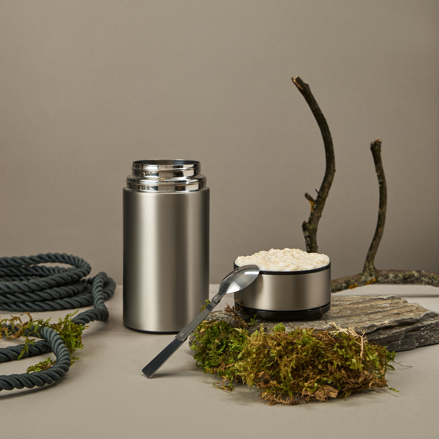 Термос для еды Бенто (Bento), серебряный