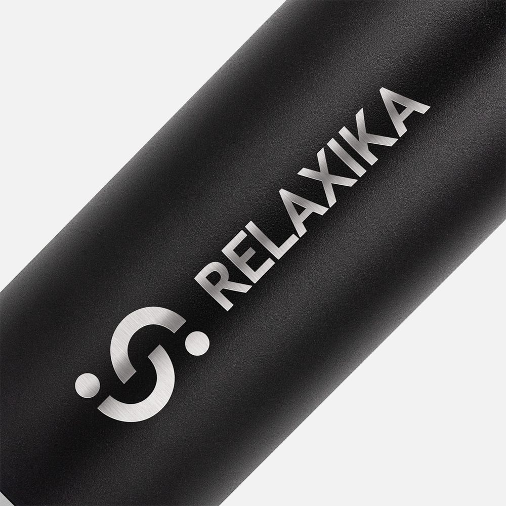 Термос Relaxika 1000 со стикерпаком, черный