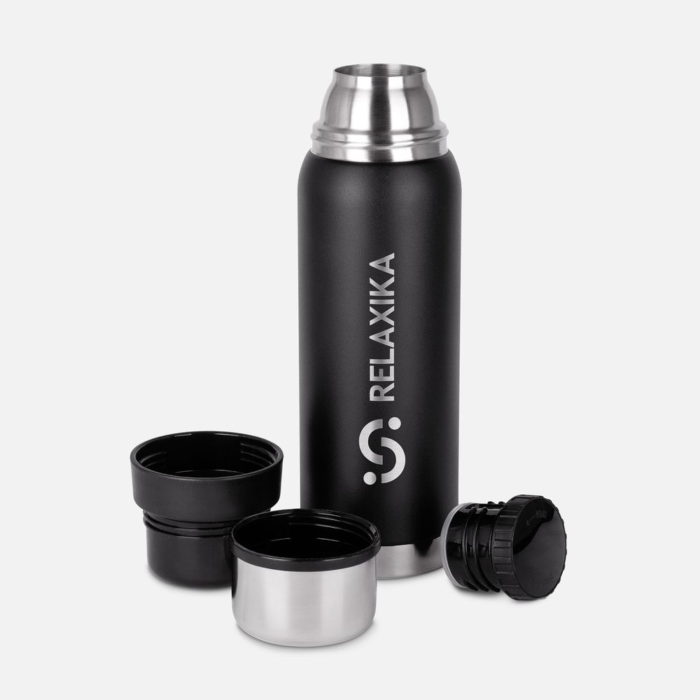 Термос Relaxika 750 со стикерпаком, черный