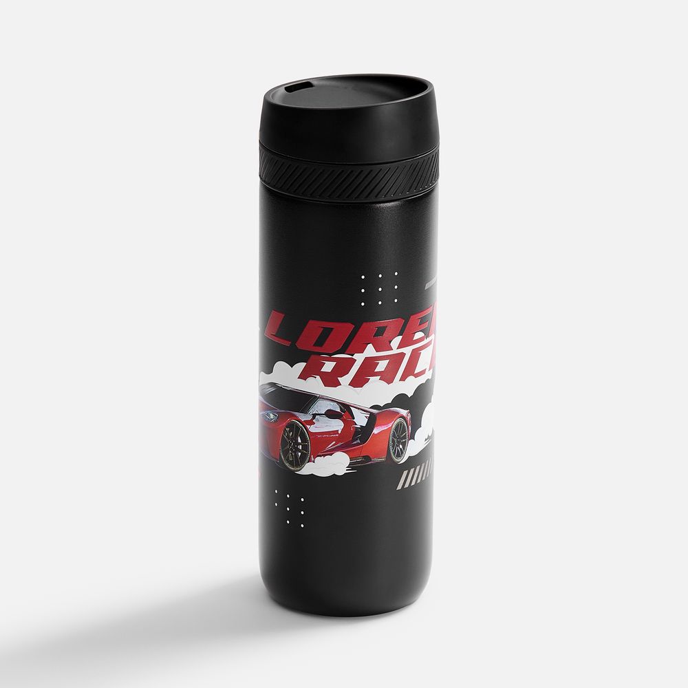 Термостакан X1 с цветной кнопкой, черный с зеленым