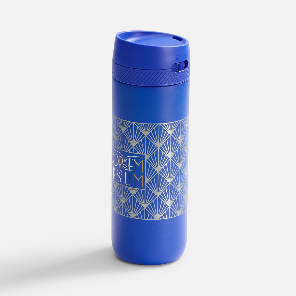 Термостакан X1 с цветной кнопкой, синий с черным